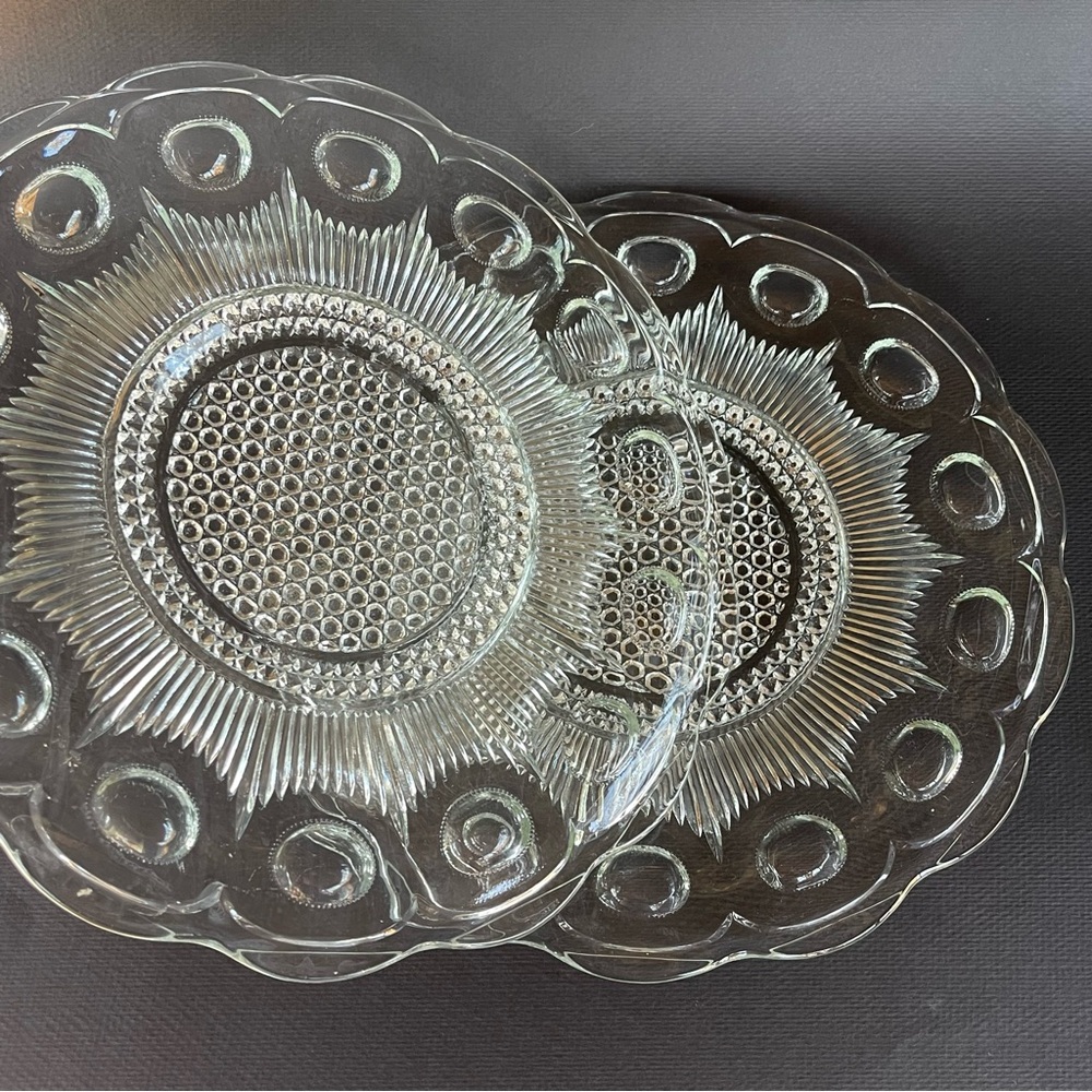 Ste Genevieve Clear Bartlett Collins 11” Sandwich Plates Round Platter Set of 2